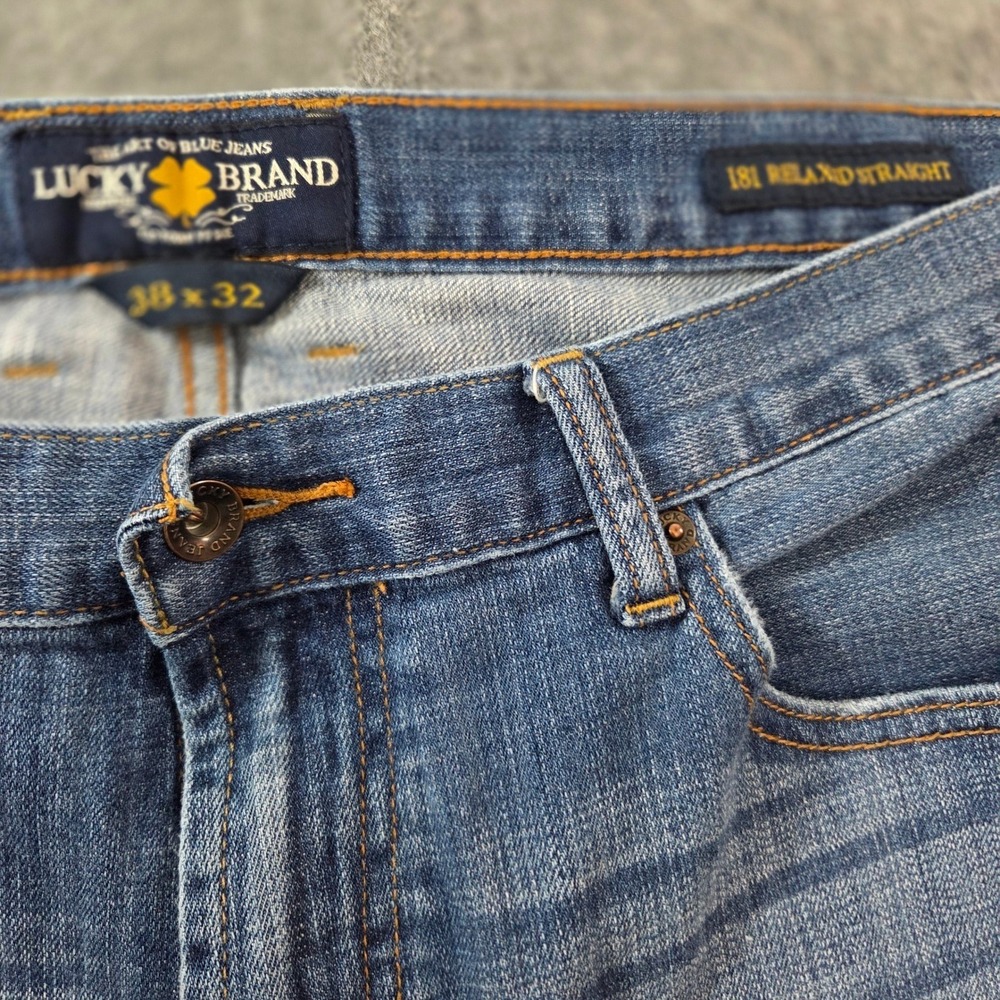 Lucky Brand 181 Relaxed Straight Mens Blue Denim Jeans 38x32 Medium Wash - Picture 3 of 8